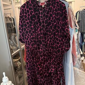 Michael Kors Long Sleeve Dress in Black and Pink